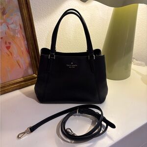 ♠️ KATE SPADE ♠️ Black Pebbled Leather Satchel with Removable Strap